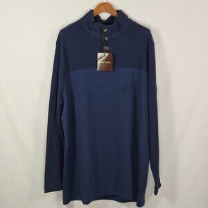 Oak Hill 2XLT Mock Neck Henley Shirt Navy Big & Tall Long Sleeve Luxury NWT